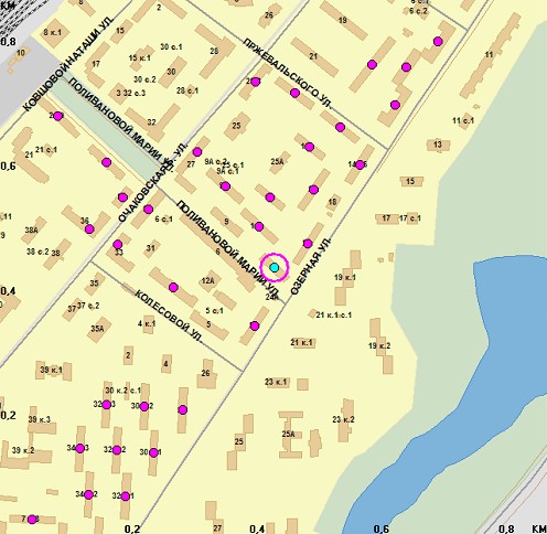  Расположение сносимых домов на карте