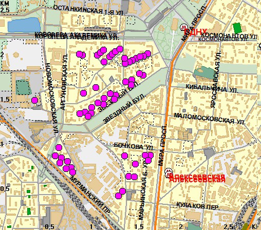Реновация домов в Москве, район Останкинский СВАО на карте Москвы